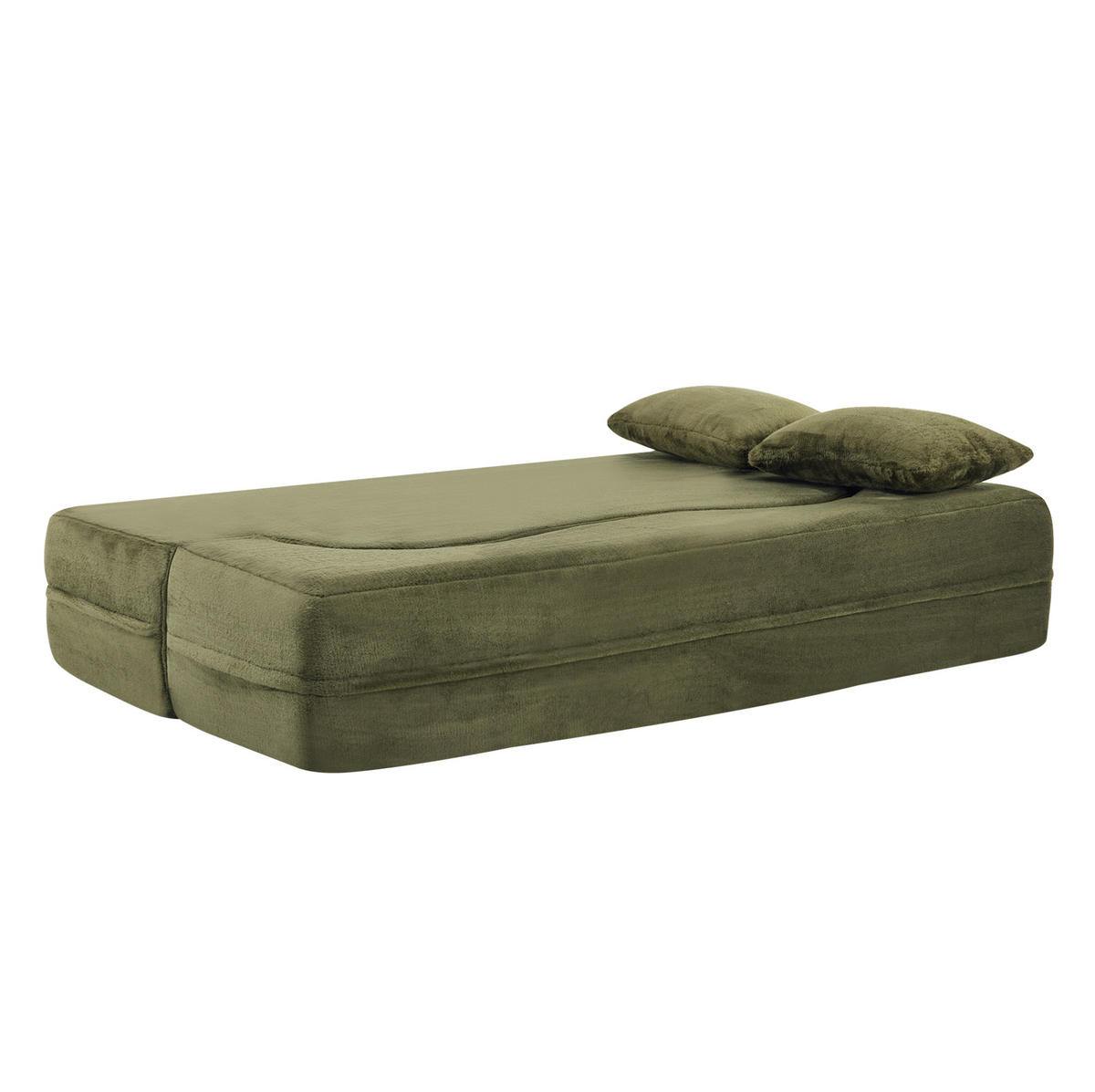 SCHLAFSOFA 2-in-1 faltbar Grün mit 2 Kissen - Grün, Kunststoff (180/70/55cm) - Meubliv