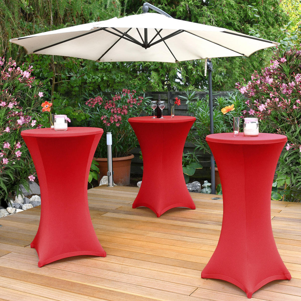 STEHTISCHHUSSE Stella Ø 80cm Rot (2tlg) - Rot, Textil (80/110cm) - Beautissu 