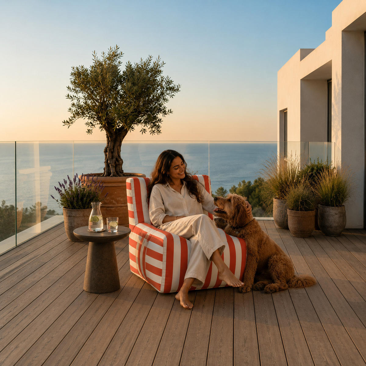 OUTDOOR Sitzsack SOFT mit Rückenlehne für Garten & Terrasse, Orange - Orange, Textil (70/75/100cm) - Muffo
