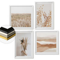 WANDBILDER 4er-Set - 50x50 cm & 40x60 cm Weißer Rahmen - Pflanzenmotive im Boho-Stil - Weiß, Kunststoff (50/50cm) - ArtPrintCave