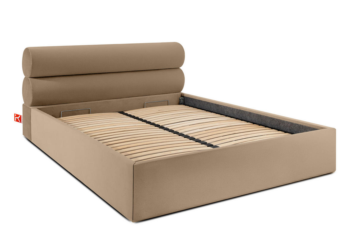 POLSTERBETT LUNEO - Beige/Schwarz, Holz/Holzwerkstoff (182/204cm) - KONSIMO®
