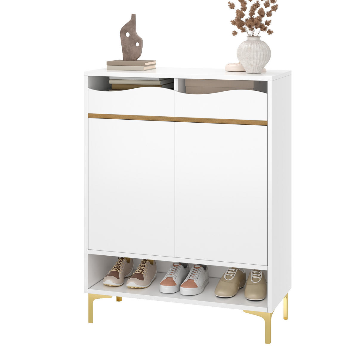 SCHUHSCHRANK Weiß 80/35/105 cm - Weiß, Holzwerkstoff (80/105/35cm) - PANGIVO
