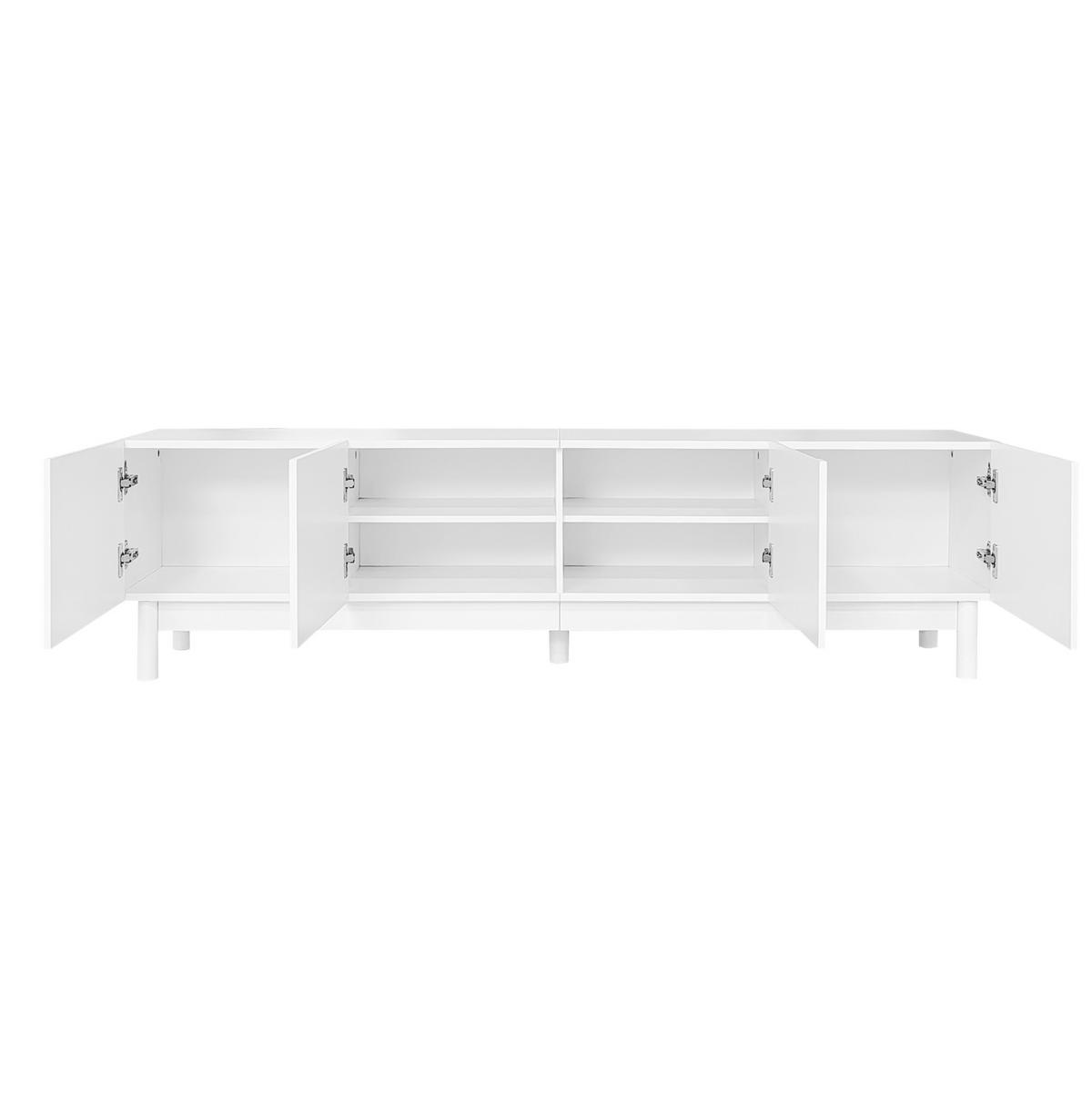 TV ormarić 169/34/45,5 cm bijeli od MDF-a i iverala s 4 vrata i policama - bijela, drvni materijal (169/45.5/35cm) - OKWISH