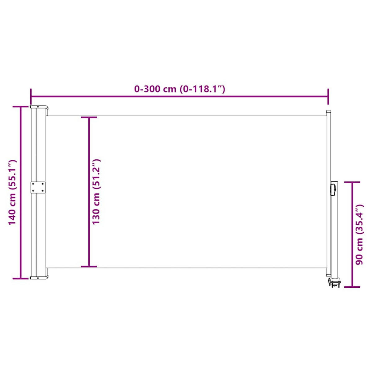 SEITENMARKISE Ausziehbare 140/300 Cm Grau - Grau, Textil (300/140cm) - vidaXL