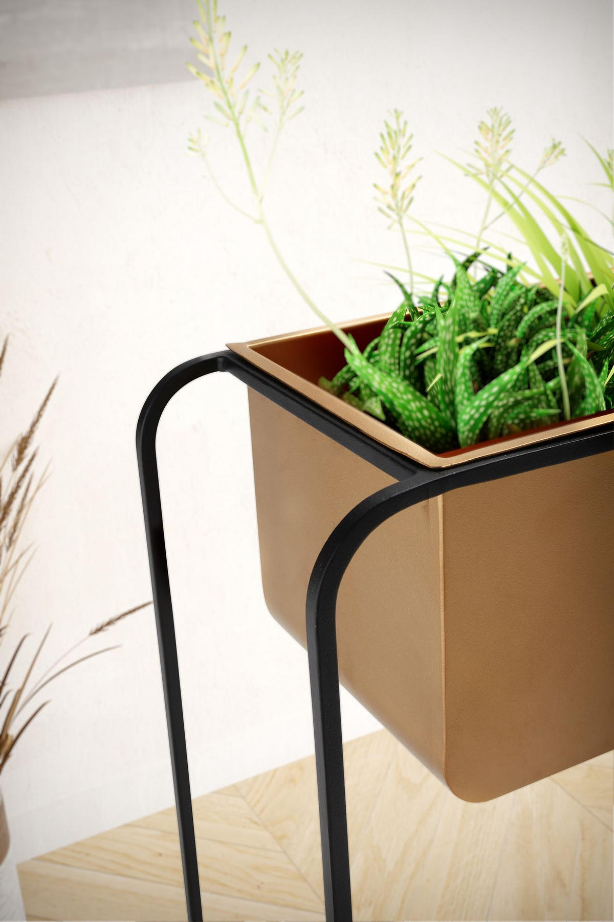 PFLANZKÜBEL Metall Gold/Schwarz 60x60x24 cm rechteckig - Goldfarben, Metall (40/60cm) - KADIMA DESIGN