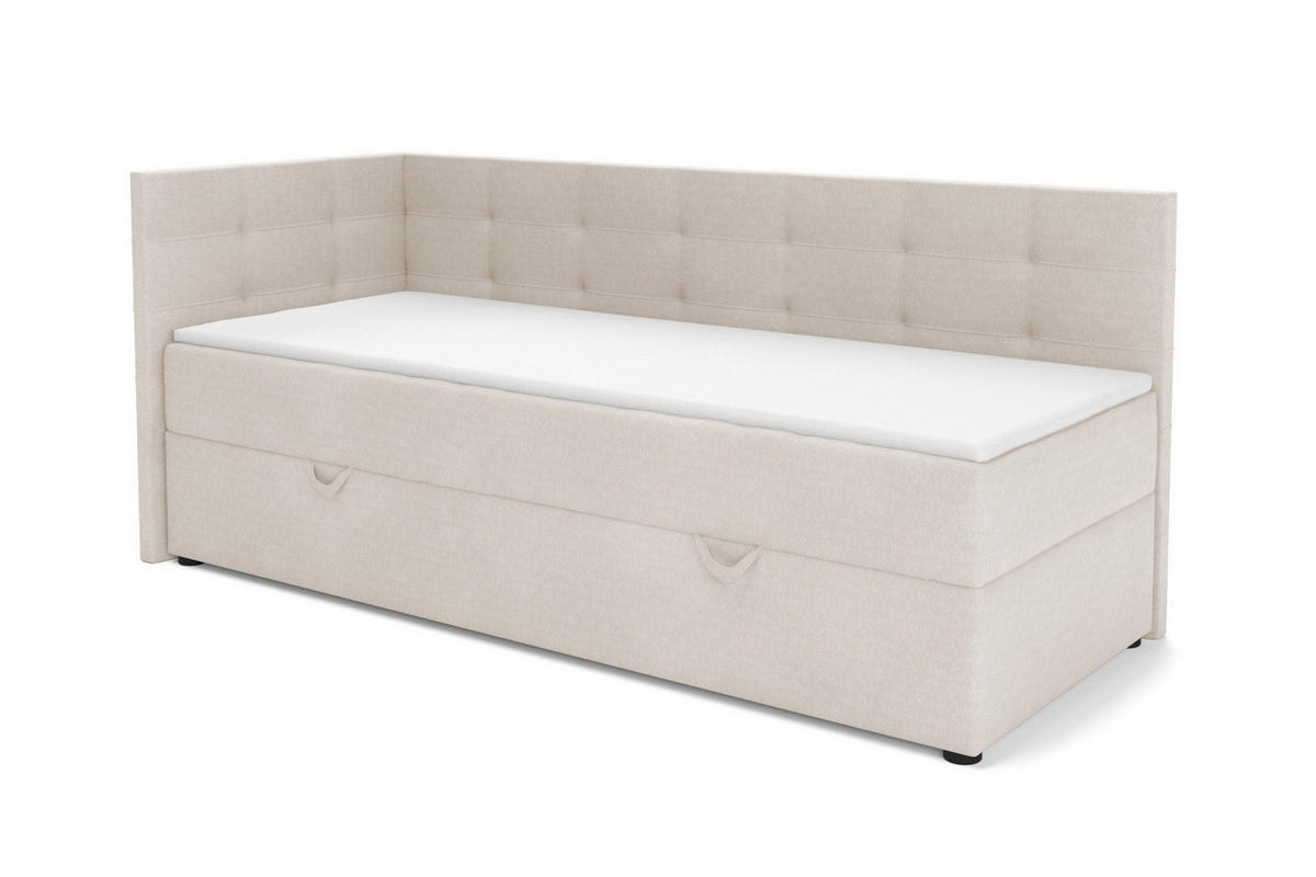 BOXBETT FAVIO 100/200 in Velours Ecru H3 - Beige, Holz/Holzwerkstoff (100/200cm) - Deine Möbel 24