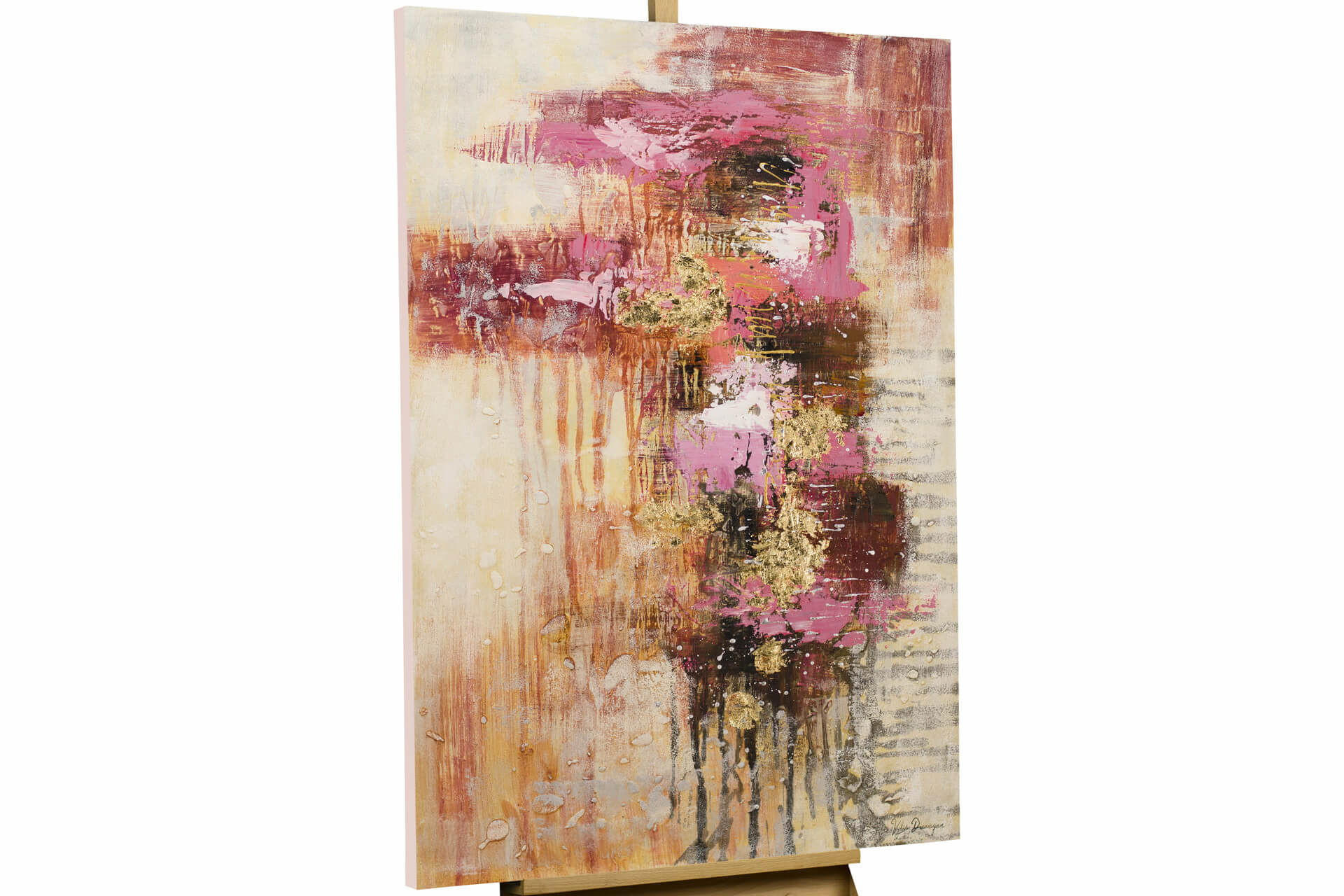 ACRYLBILD HANDGEMALT 80/120 cm - Pink, Holz/Textil (2.04/120cm) - KUNSTLOFT