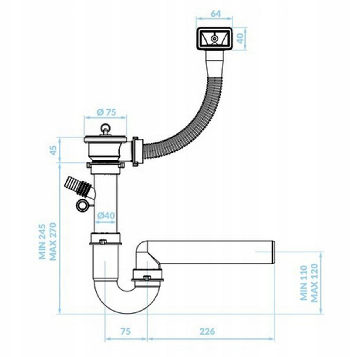 SPÜLUNTERSCHRANK 80cm mit Spüle + Armatur + Siphon weiß - Weiß, Holzwerkstoff (80/82/50cm) - Stamar