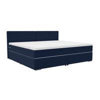 FAMILIENBETT BOXSPRINGBETT Webstoff Dunkelblau 220/200 cm - Chromfarben/Dunkelblau, Kunststoff/Textil (220/200cm) - 99rooms