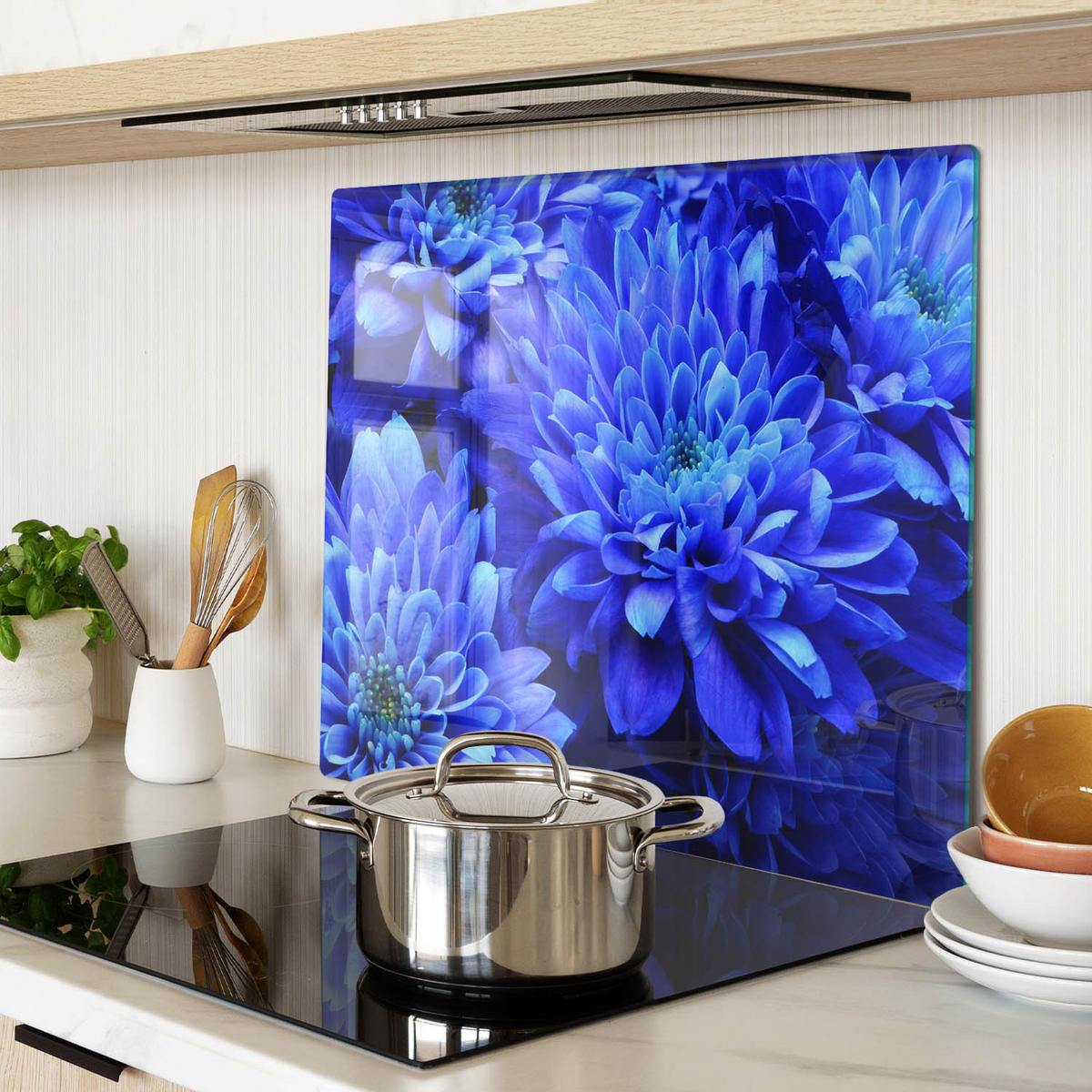 GLASPLATTE 60x52 cm Blaue Aster - Blau, Glas (60/0.4/52cm) - TULUP