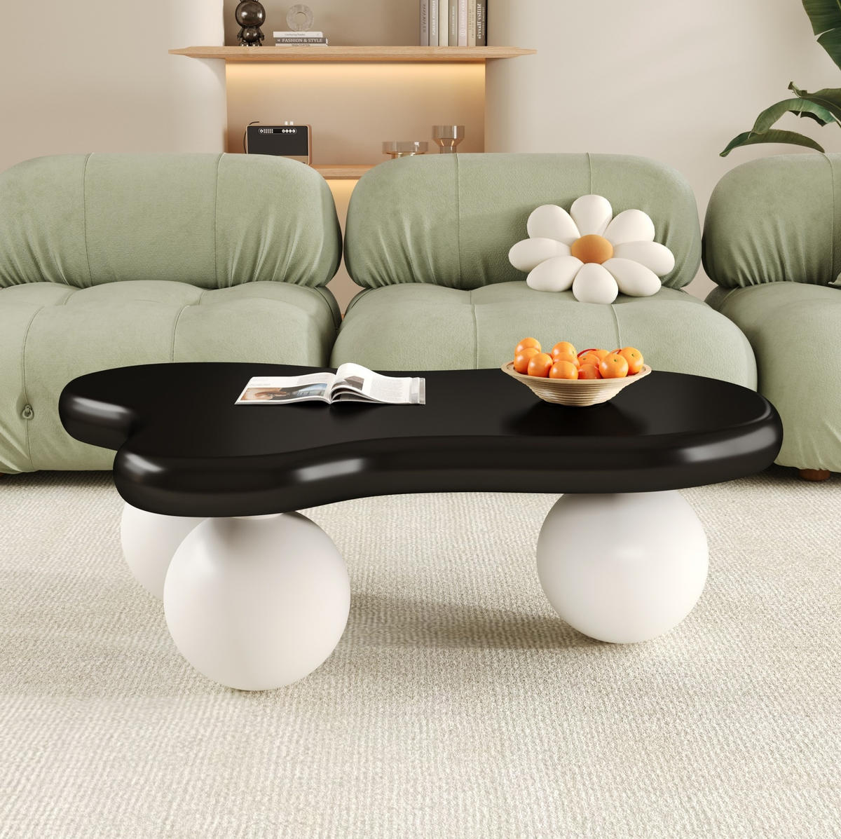 COUCHTISCH mit LED 95 x 62,5 x 32 cm MDF Schwarz Weiß - Schwarz, Kunststoff (95/62.5/32cm) - Meubliv