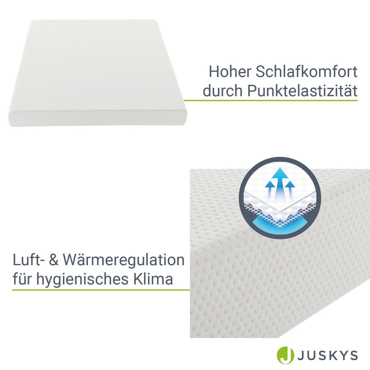KALTSCHAUMMATRATZE 80x160 cm - Weiß, Textil (80/160cm) - Juskys