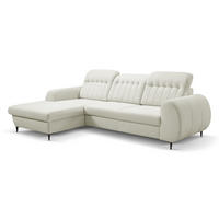 ECKSOFA PURO L-S Beige Plüsch-Stoff mit Schlaffunktion - Beige, Holz (275/166cm) - MASSENO