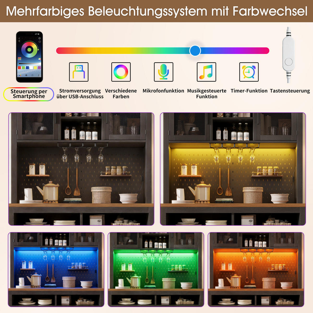 BUFFETSCHRANK Schwarz 120/40/174.5 cm - Schwarz, Holz (120/174.5/40cm) - PANGIVO