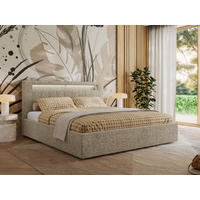 POLSTERBETT GOLD 5 CLASSIC 140/200 - Dunkelbeige Strukture - Pocket-Matratze - Taupe, Textil (140/200cm) - MKS