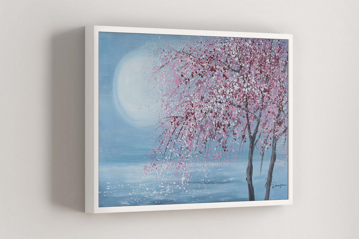 ACRYLBILD HANDGEMALT 90/60 cm - Blau/Pink, Holz/Textil (1.3/60cm) - KUNSTLOFT