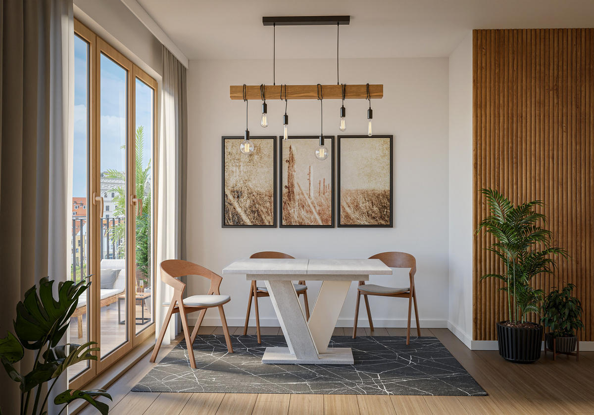 ESSTISCH Ausziehbar 120 - 160 cm Betonoptik und Weiß - Weiß/Grau, Holzwerkstoff (120/90/75cm) - PROSPERO