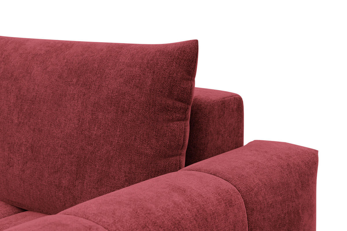 ECKSOFA VERONA 3-Sitzer links, Dunkelrot - Schwarz/Dunkelrot, Holz/Textil (224/173cm) - Courtois Laville