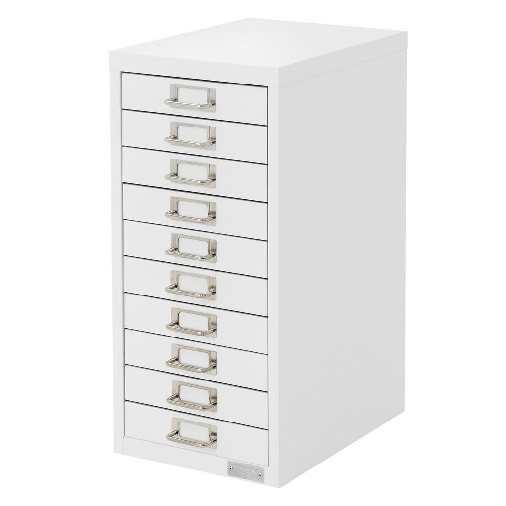 ML-DESIGN SKŘÍŇ NA DOKUMENTY s 10 zásuvkami 28 × 38 × 60 cm, bílá, z oceli