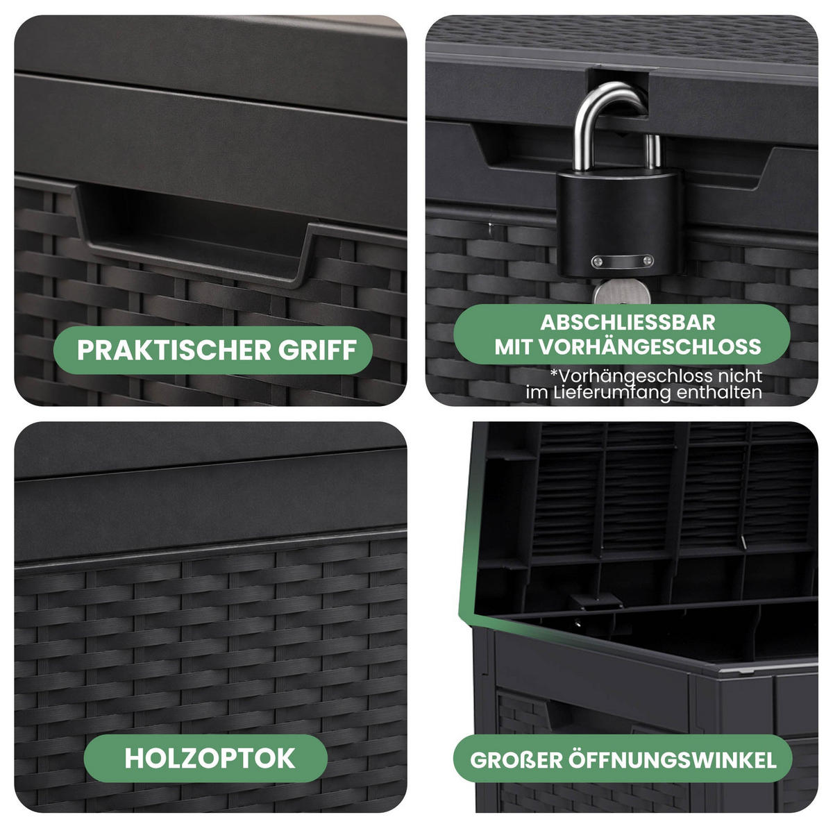 GARTENBOX 340L Schwarz - Schwarz, Kunststoff (119/58.8/51.7cm) - Akord