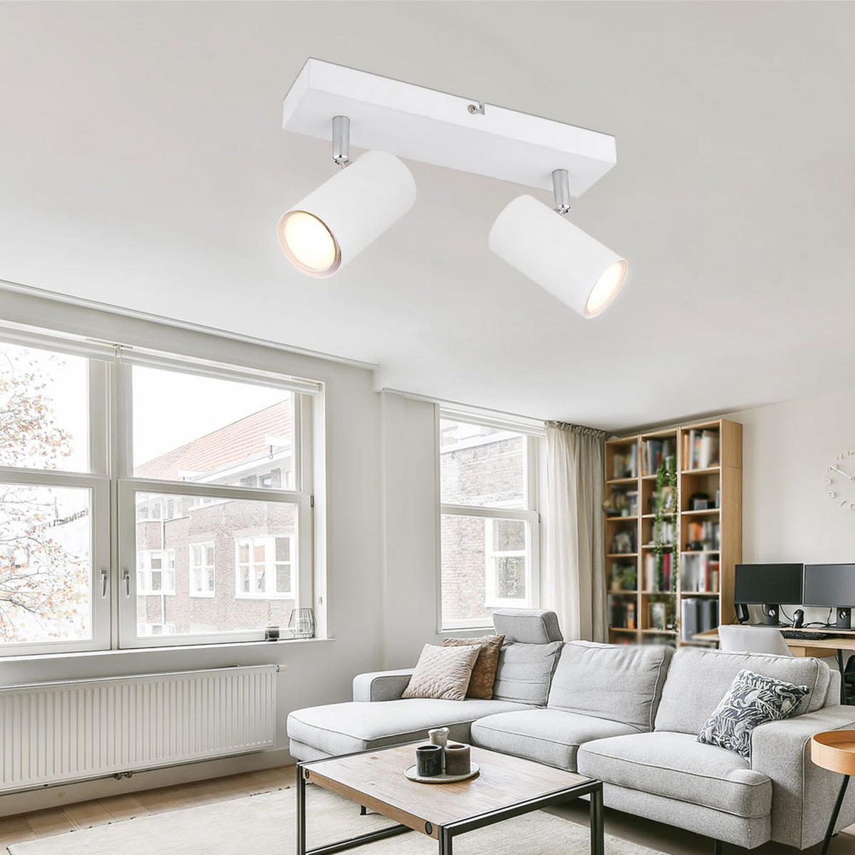 DECKENLEUCHTE Metall Weiß Schwenkbar 2-flammig - Weiß, Metall (26/6/12cm) - Globo Lighting