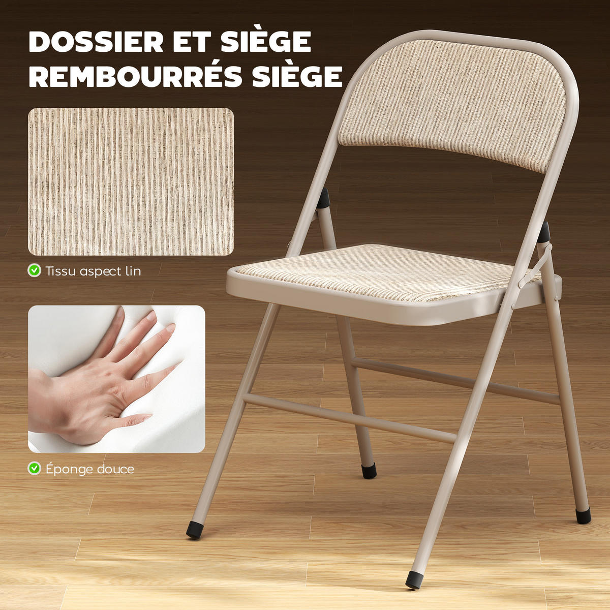 KLAPPSTUHL 2er-Set DE-13328 Leinenbezug & Stahlrahmen Beige - Beige, Metall (46/78/45cm) - ComfortXL