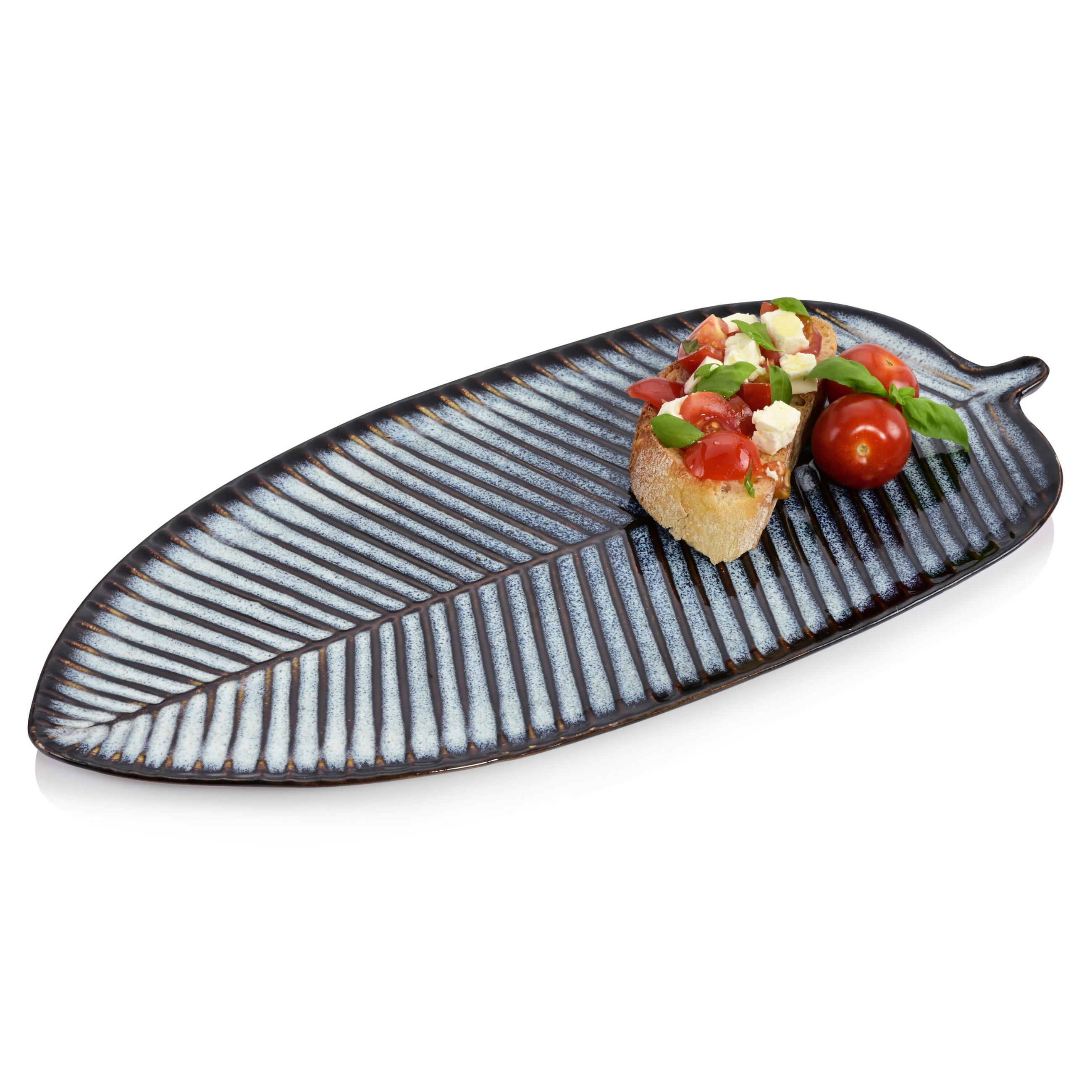 SERVIERTELLER TOKIO - Blattoptik aus Steingut - Dunkelblau, Keramik (39.3/11.95/22.25cm) - Sänger