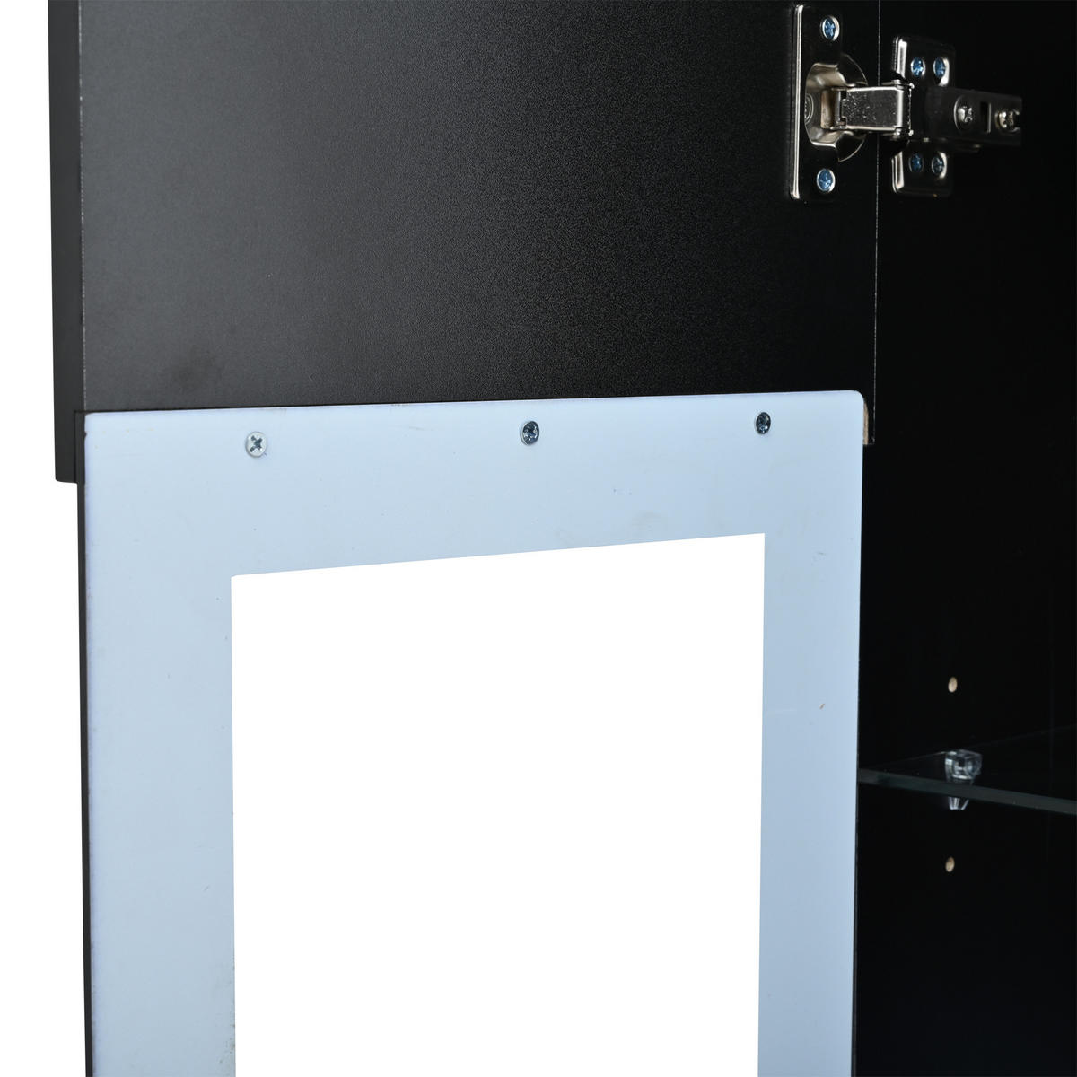 WOHNWAND-SET in Schwarz mit LED Beleuchtung für Wohnzimmer, B180/T30/H130 cm - Schwarz, Glas/Holzwerkstoff (180/33/130cm) - STILVORA