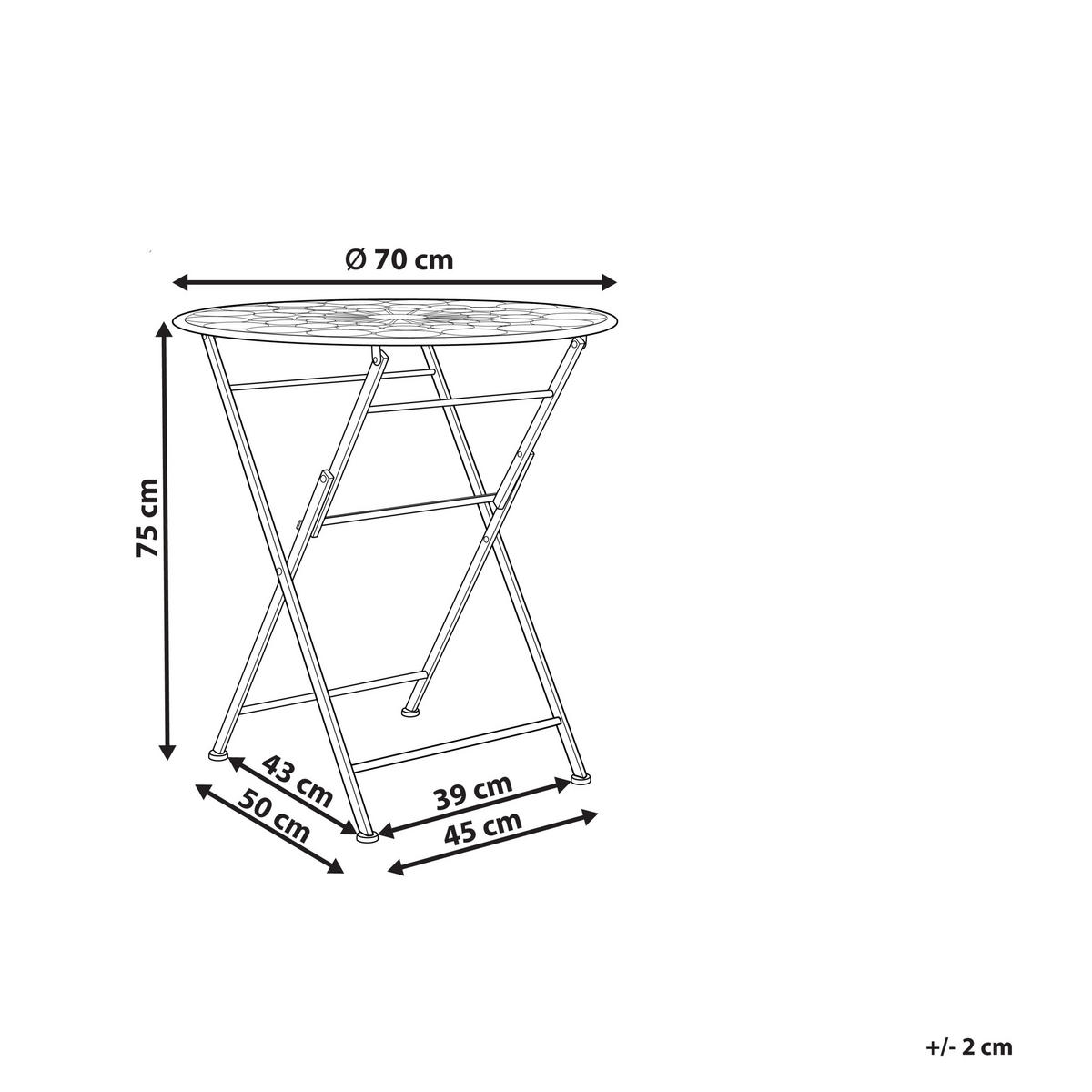 GARTENTISCH Metall rot 70 cm rund Scario - Rot, Metall (70/70/75cm) - Beliani