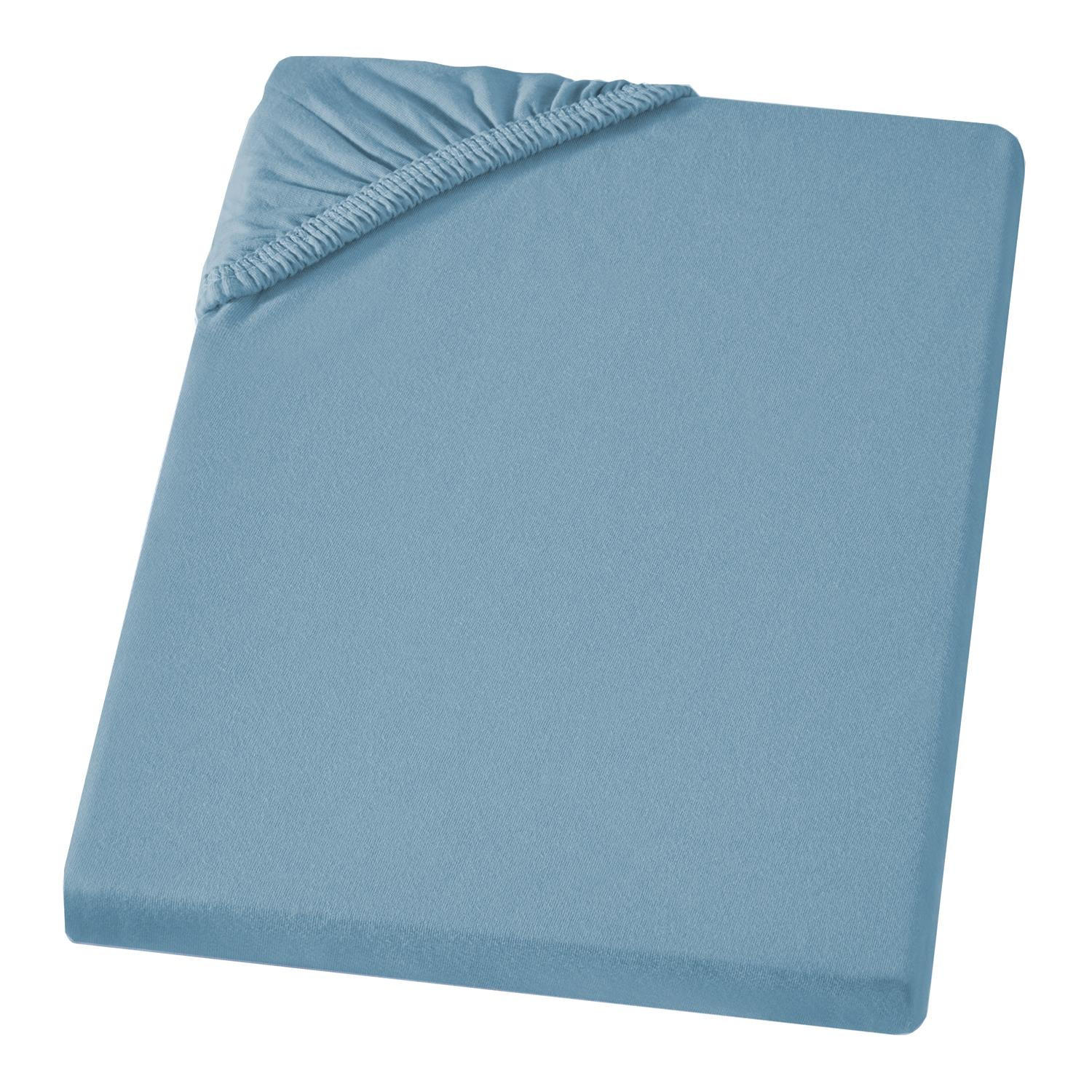 JERSEY-SPANNBETTTUCH 90x200 - 100x200 Große Bettlaken aus 100% Baumwolle, Spannbettlaken Laken Uni Stahl-Blau - Blaugrau, Textil (100/200cm) - Carpe Sonno