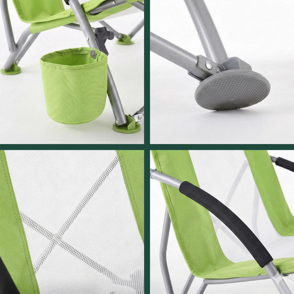 STOLICA - zelena, tekstil/metal (55/67/58cm) - Relaxdays