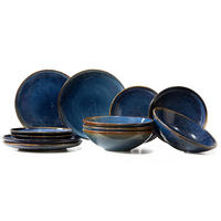 GESCHIRRSET12-TEILIG GESCHIRRSETNova - 12-teilig / 4 Personen - 4 Speiseteller, 4 FRÜHSTÜCKTELLER und 4 SUPPENTELLER - Blau, Keramik (2/2/1cm)