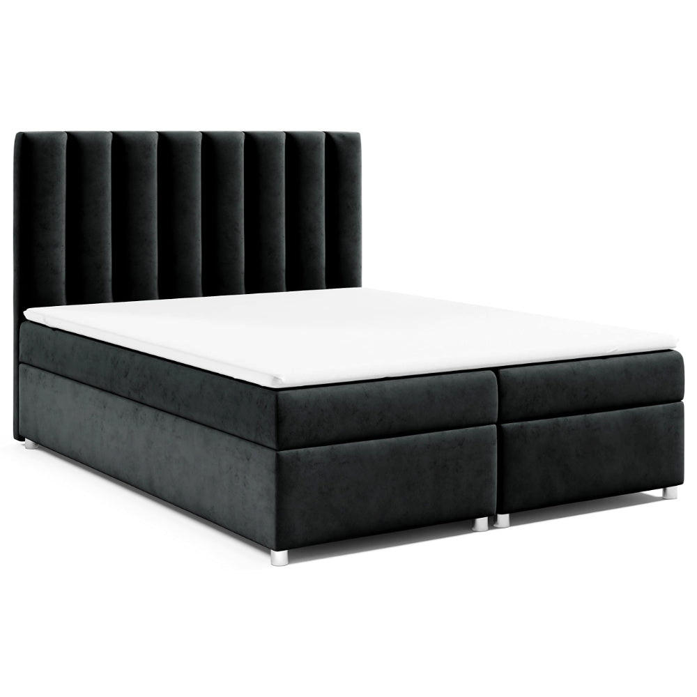 BOXBETT mit Bettkasten Trinity K-10 Bonellfederkern inkl. Topper - Schwarz, Holz/Holzwerkstoff (140/200cm) - Best For Home