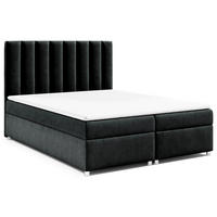 BOXBETT mit Bettkasten Trinity K-10 Bonellfederkern inkl. Topper - Schwarz, Holz/Holzwerkstoff (180/200cm) - Best For Home