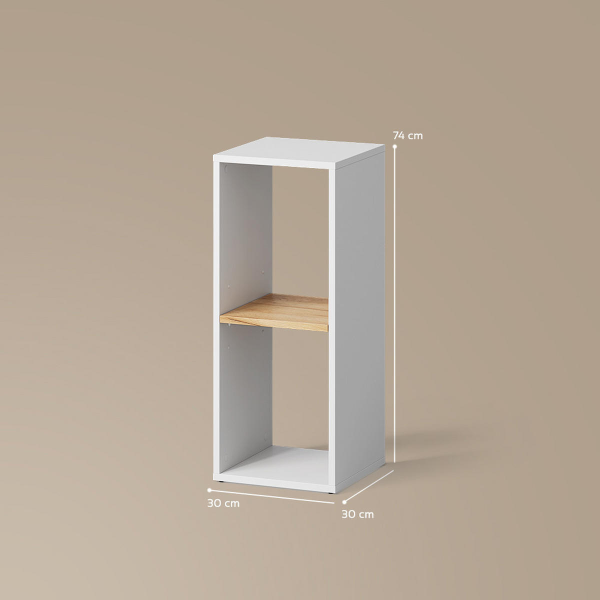 BÜCHERREGAL Lorena Weiß/Goldkraft Eiche mit 2 Fächern - Weiß, Holzwerkstoff (30/74/30cm) - Livinity®