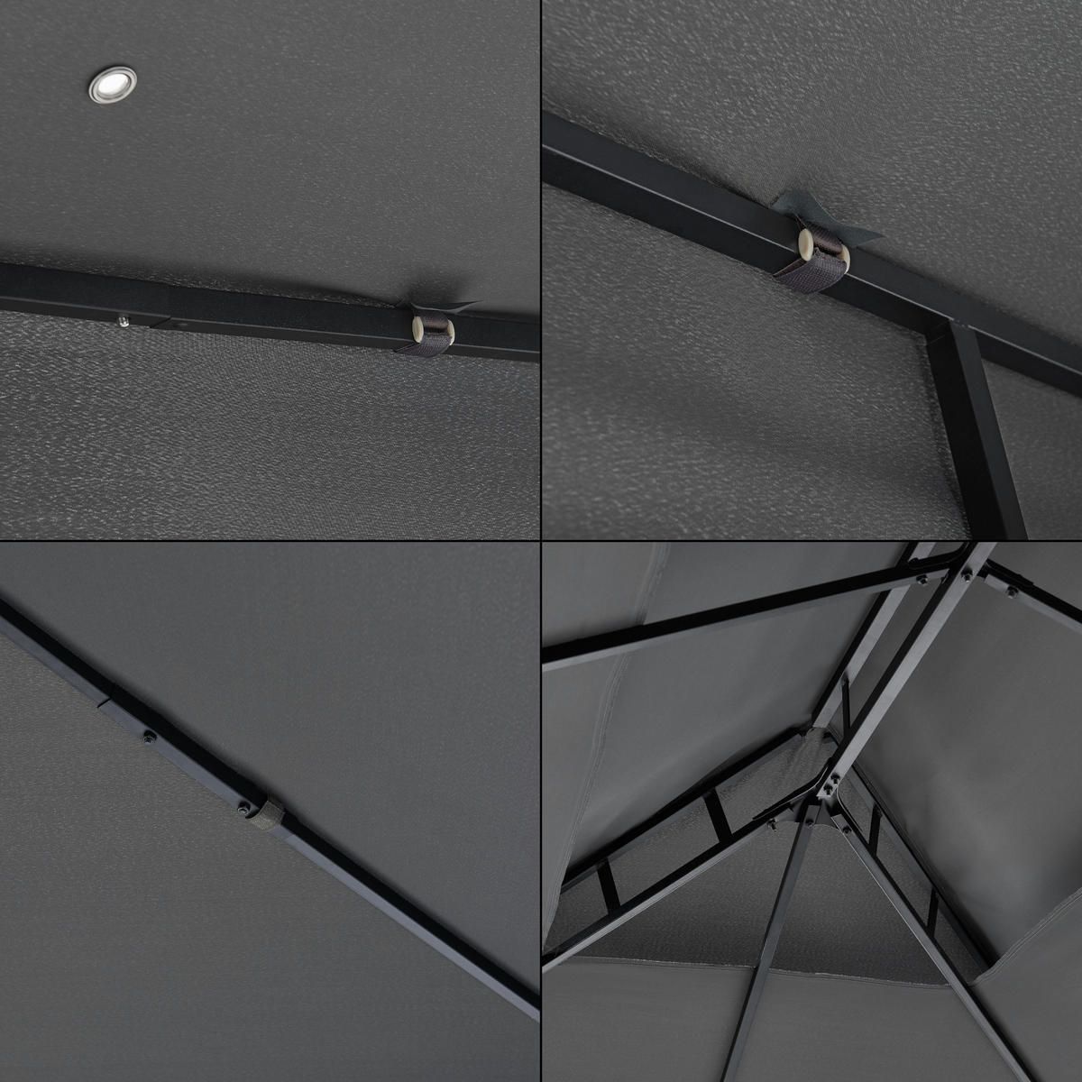 PAVILLON Lanciano - Dunkelgrau, Textil/Metall (400/265/300cm) - [en.casa]