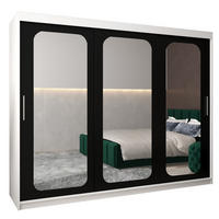 SCHWEBETÜRENSCHRANK 200/250/62 3-türig - Silberfarben/Schwarz, Holz/Kunststoff (250/200/62cm) - Abiks Möbel