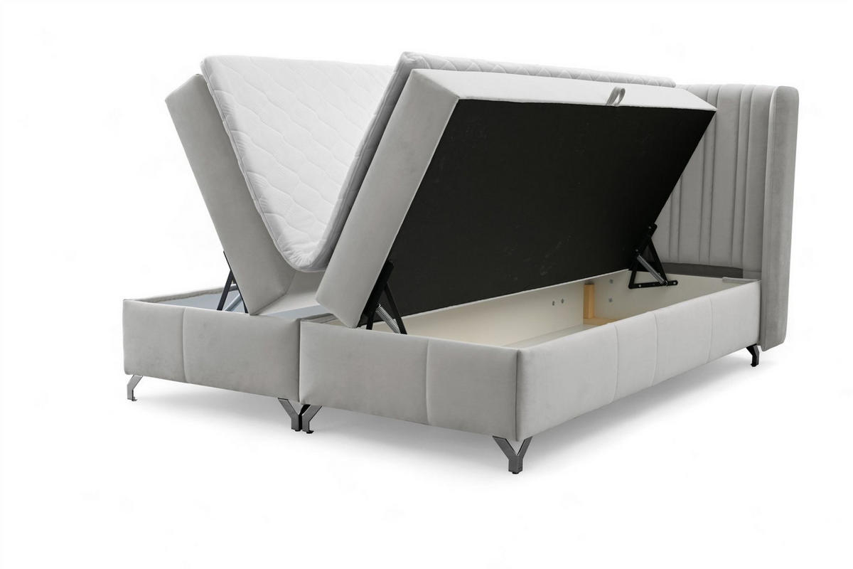 BOXBETT Damien - Hellgrau, Holzwerkstoff/Textil (180/200cm) - Fun Möbel