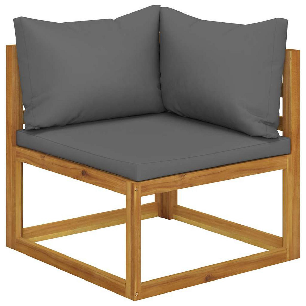 LOUNGEGARNITUR mit Auflagen, 138/206 cm, aus Massivholz Akazie, Dunkelgrau, 5-teiliges Set - Dunkelgrau/Braun, Holz/Textil - vidaXL