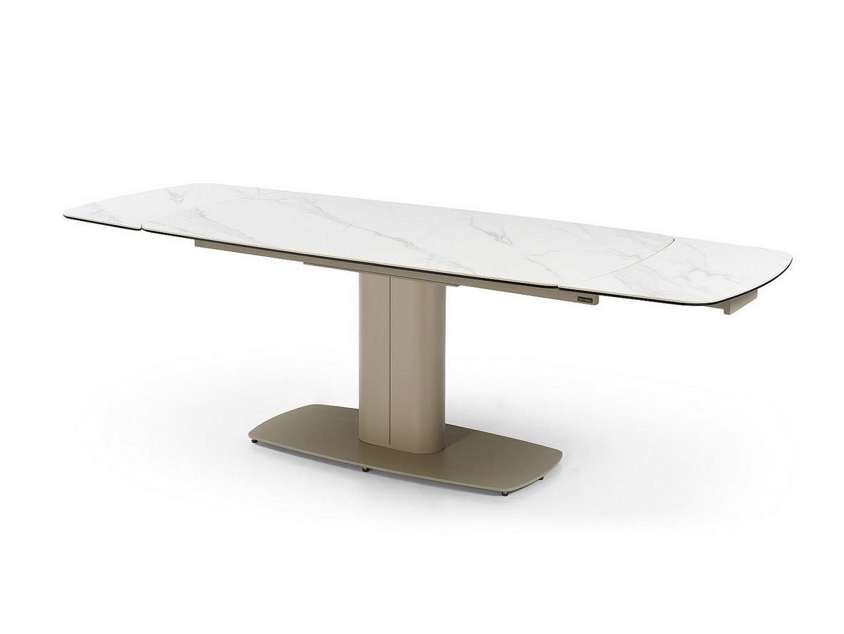 AUSZIEHBARER Tisch - 6 Personen, 8 Personen, 10 Personen-Sitzer - Glas, Keramik - Taupe, Weiß - - Braun, Glas (90/250/76cm) - Vente-Unique