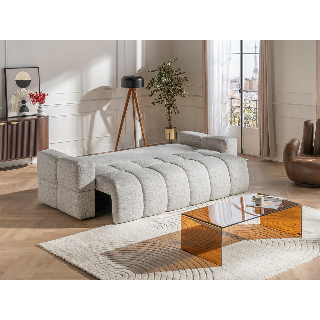 Thumbnail - Vente-Unique Sofa, Hellgrau, Textil, Uni, 3-Sitzer, 252x107x107 cm, Wohnzimmer, Sofas & Couches, Schlafsofas