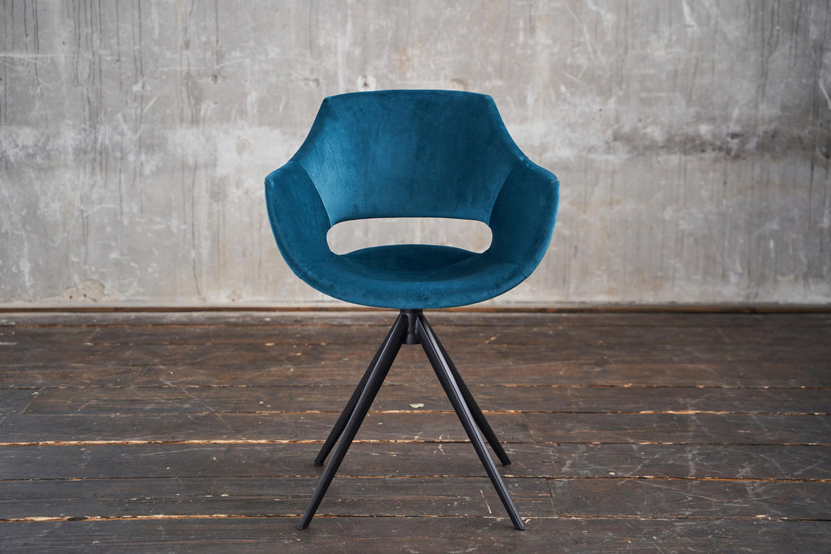 DREHSTUHL ZAJA Petrol Velvet - Petrol, Textil (57/85/59cm) - KAWOLA