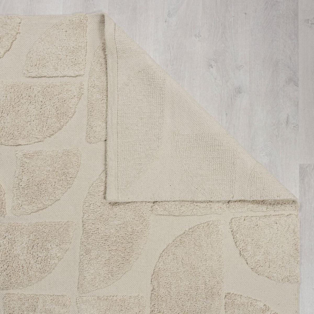 BAUMWOLLTEPPICH Bogen-Design naturfarben ITCHEN, Naturfarben 120x170 cm - Naturfarben, Textil (120/170cm) - KADIMA DESIGN