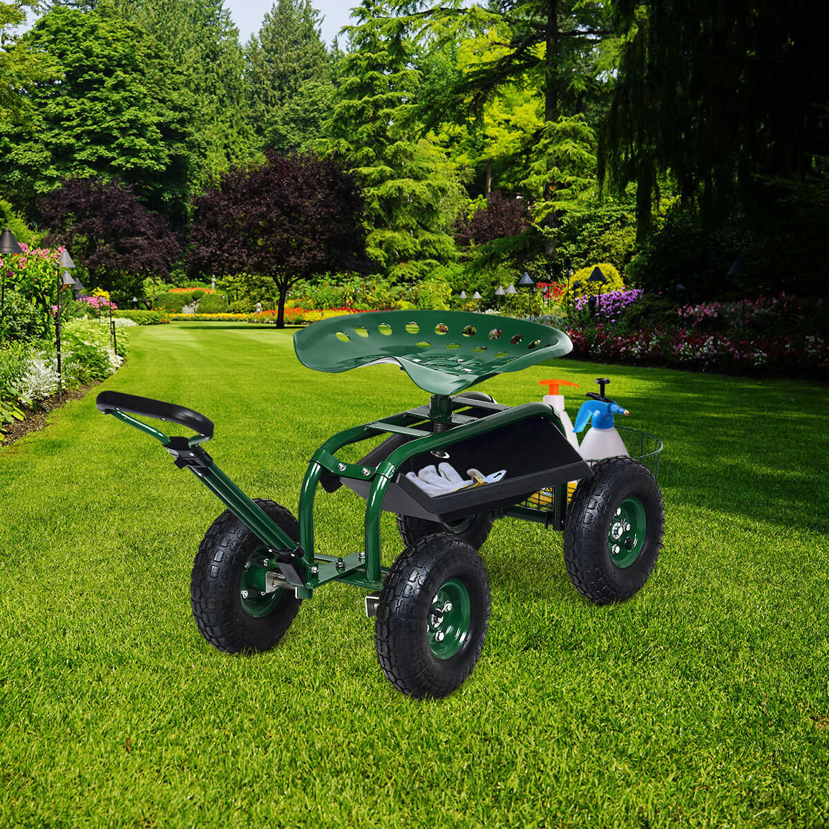 GARTENWAGEN Grün - Grün, Metall (96.5/45.5/48.5cm) - COSTWAY