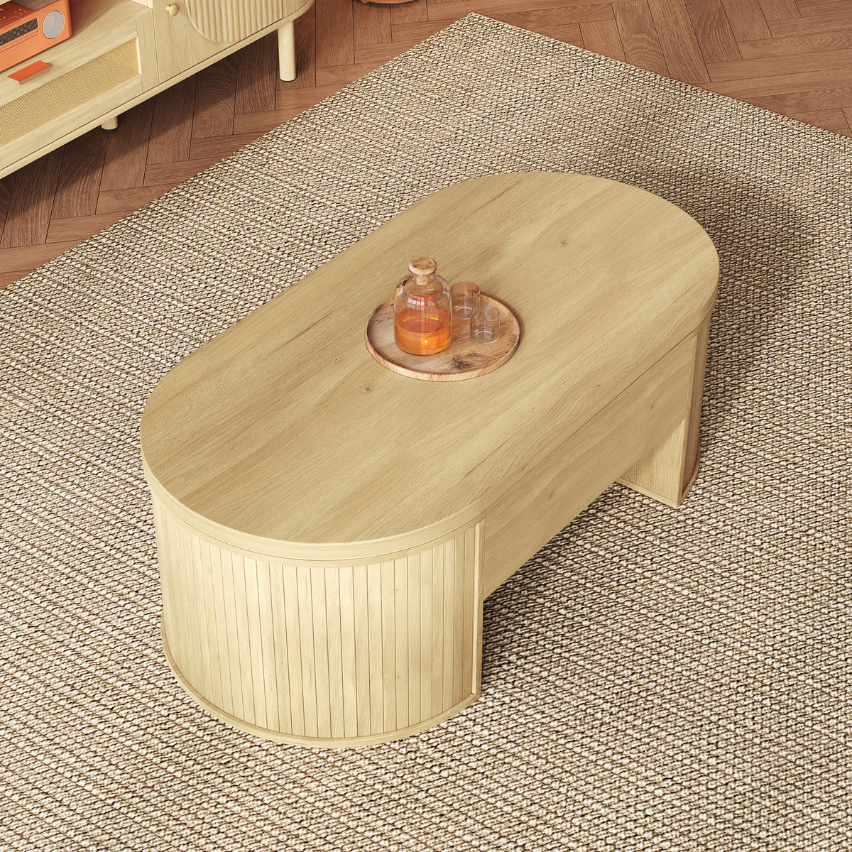 COUCHTISCH 110/55,5/40 cm natur aus MDF mit höhenverstellbarer Tischplatte - Naturfarben, Holzwerkstoff (110/55.5/40cm) - OKWISH