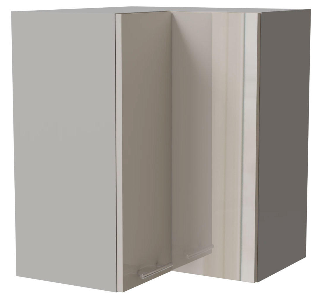 ECKHÄNGESCHRANK Brerra W12/60 Grau / RAL 9001 creme Hochglanz 60 / 60 / 72cm - Creme/Grau, Holz/Holzwerkstoff (60/72/60cm) - Feldmann-Wohnen