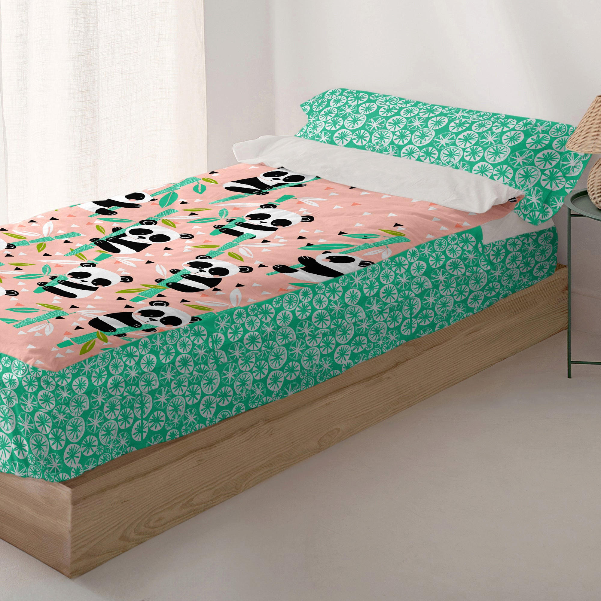 KINDER schlafsack Panda garden 90x200 cm Ohne füllung - Pink, Textil (90/200cm) - Happy Friday