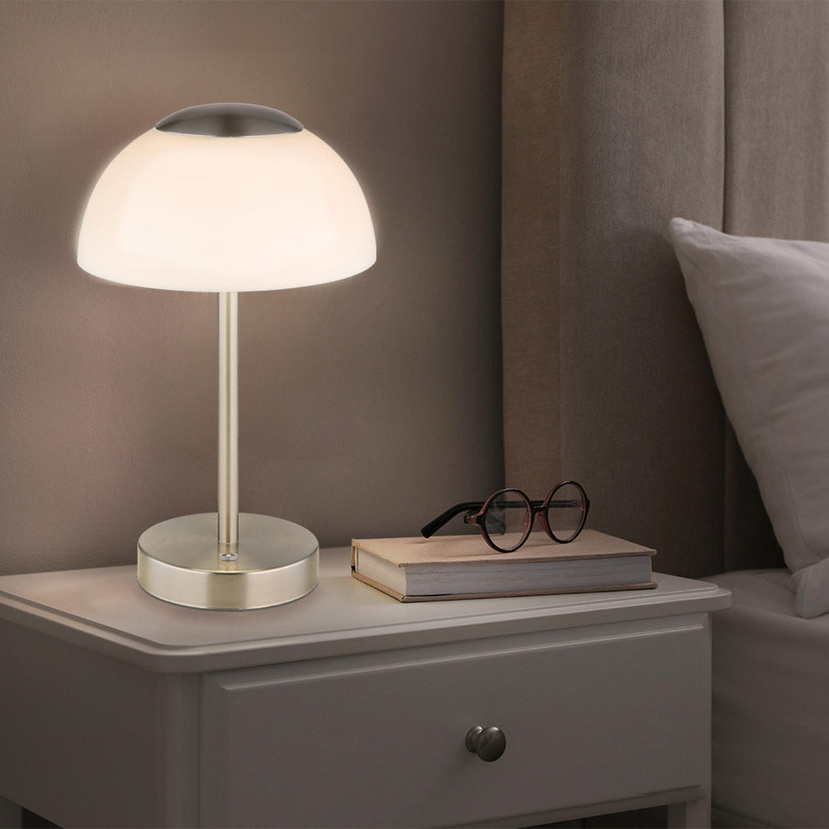 LED TISCHLEUCHTE SARIMA Silber matt - Silberfarben, Glas (15/15/28cm) - Globo Lighting