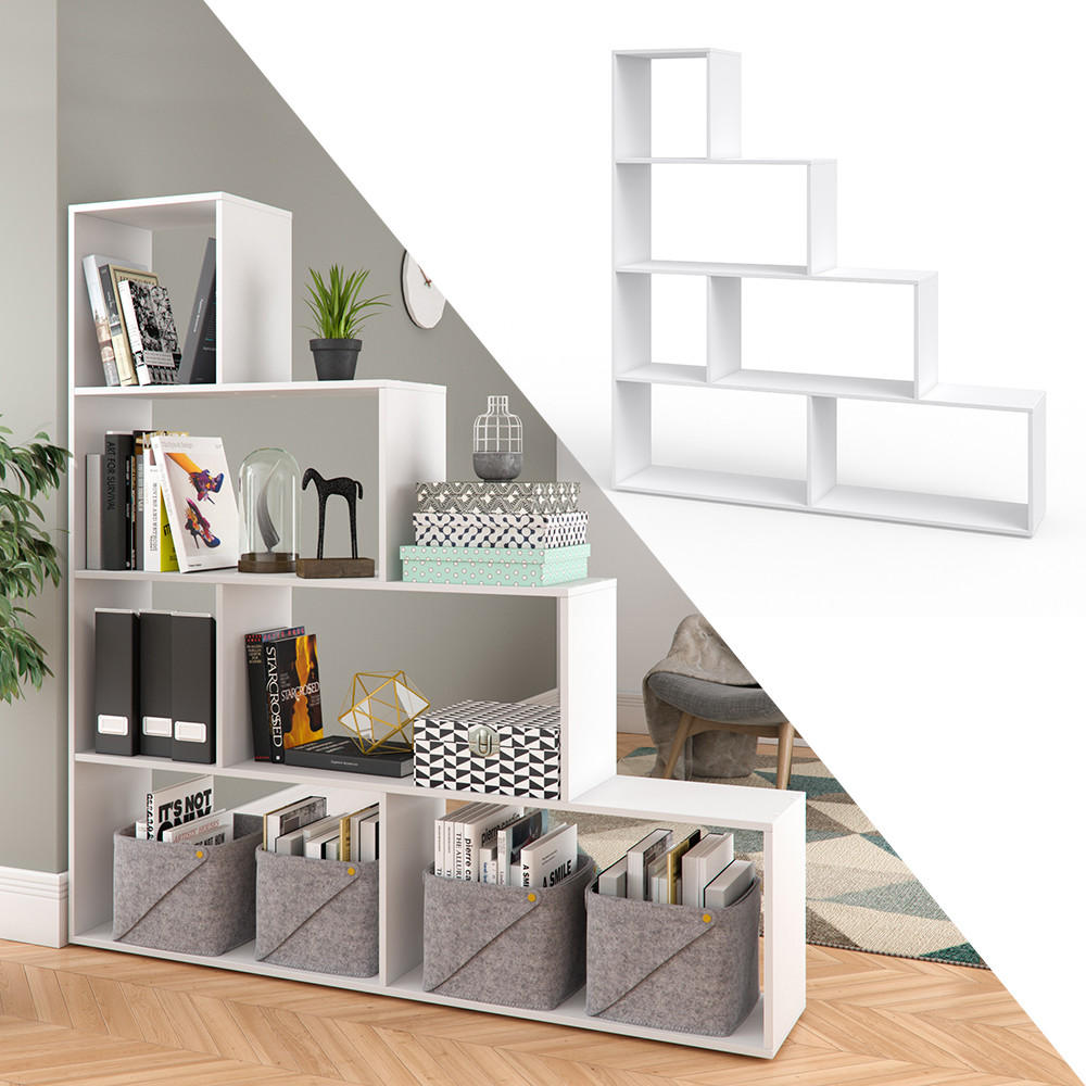 TREPPENREGAL Weiß 163 x 155 cm - Weiß, Holzwerkstoff (163/155/29cm) - Vicco