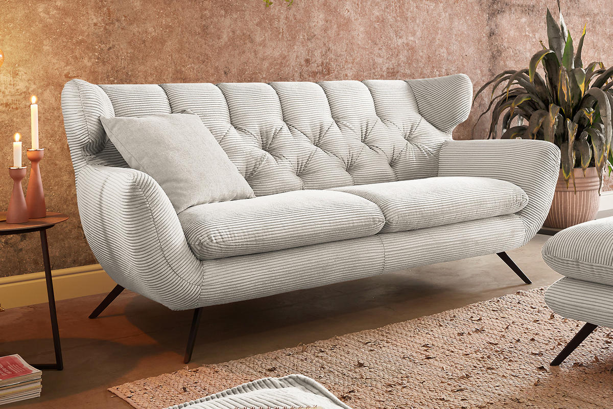 SITZGRUPPE CHARME Cremeweiß - Creme, Textil (200/94/95cm) - KAWOLA